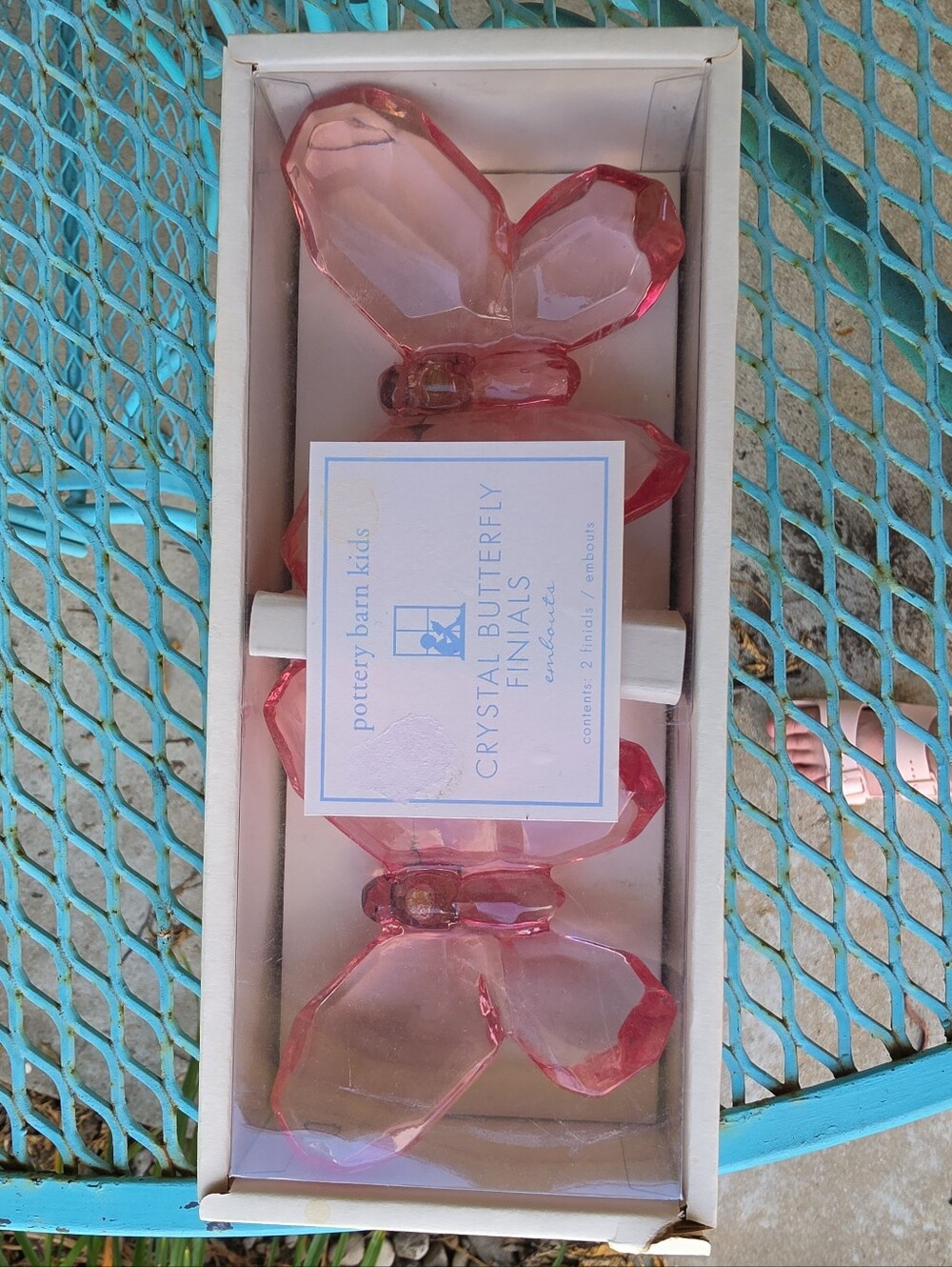 Set Of 2 Pottery Barn Kids Crystal Butterfly  Finials
